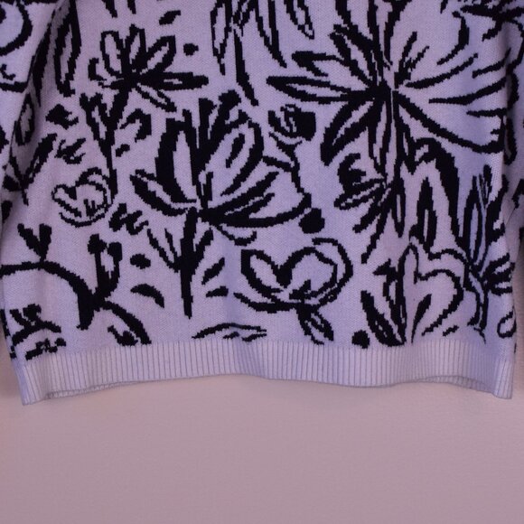 Tahari Women's Black & White Floral Chunky Cozy Warm Thick Sweater Winter Size M - Picture 3 of 9